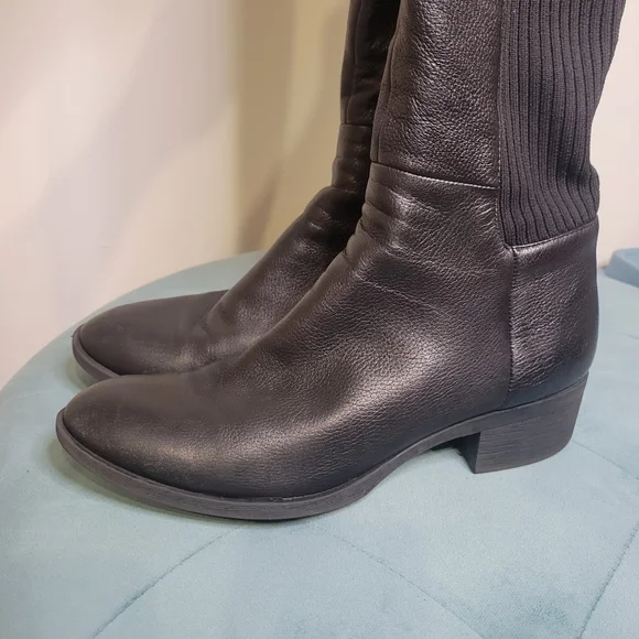 Kenneth Cole  Levon Black Leather Tall Riding Boots Size 10 - Picture 4 of 16